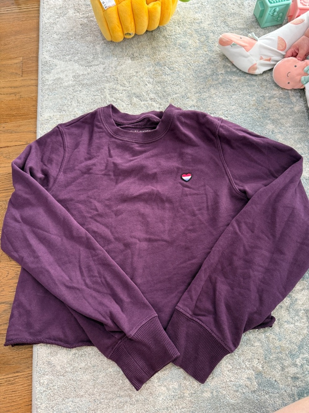 Purple Crewneck Sweatshirt with Heart Patch
